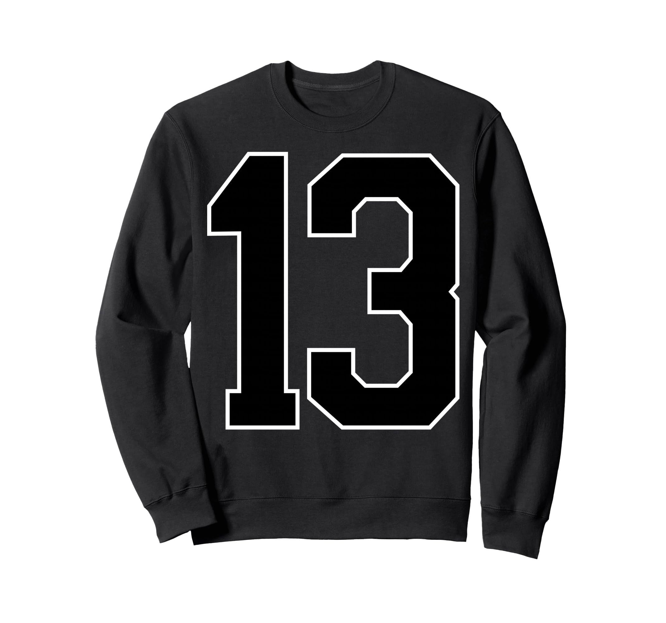 Black Sports Team Number 13 Fan Sweatshirt - Unique Graphic Unisex - T-Shirt, Sweatshirt, Hoodie