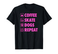 Coffee Skate Dogs Repeat Roller Skating T-Shirt - Minimalist Print Unisex - T-Shirt, Sweatshirt, Hoodie