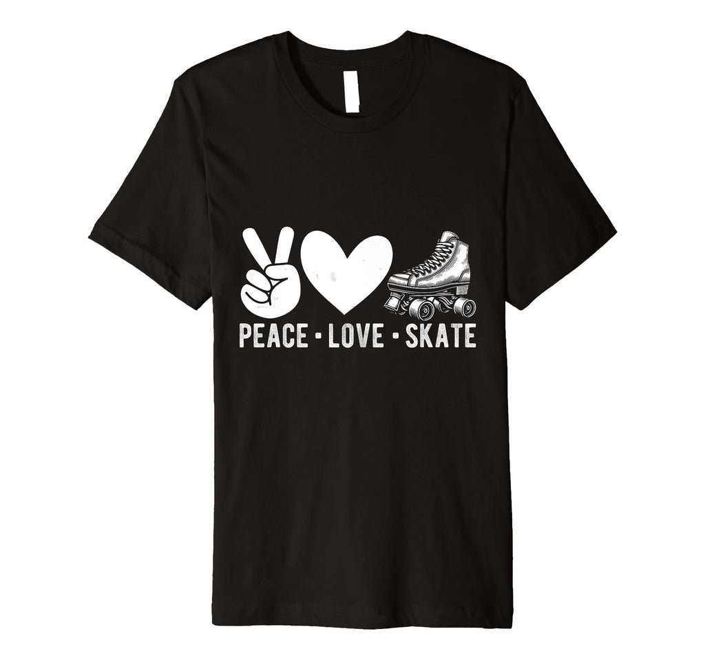 Peace Love Skate Roller Skating Peace T-Shirt - Minimalist Print Men Women - T-Shirt, Sweatshirt, Hoodie