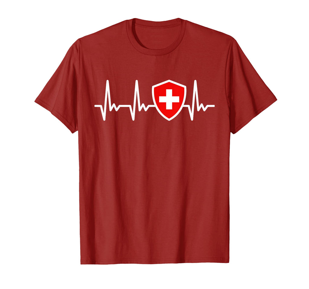 Switzerland Flag 2024 Heartbeat Swiss T-Shirt - Novelty Apparel Unisex - T-Shirt, Sweatshirt, Hoodie