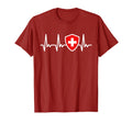 Switzerland Flag 2024 Heartbeat Swiss T-Shirt - Novelty Apparel Unisex - T-Shirt, Sweatshirt, Hoodie