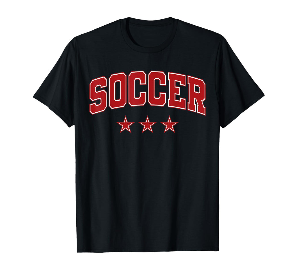 Soccer All Red Stars Text T-Shirt - Novelty Apparel for Adults - T-Shirt, Sweatshirt, Hoodie