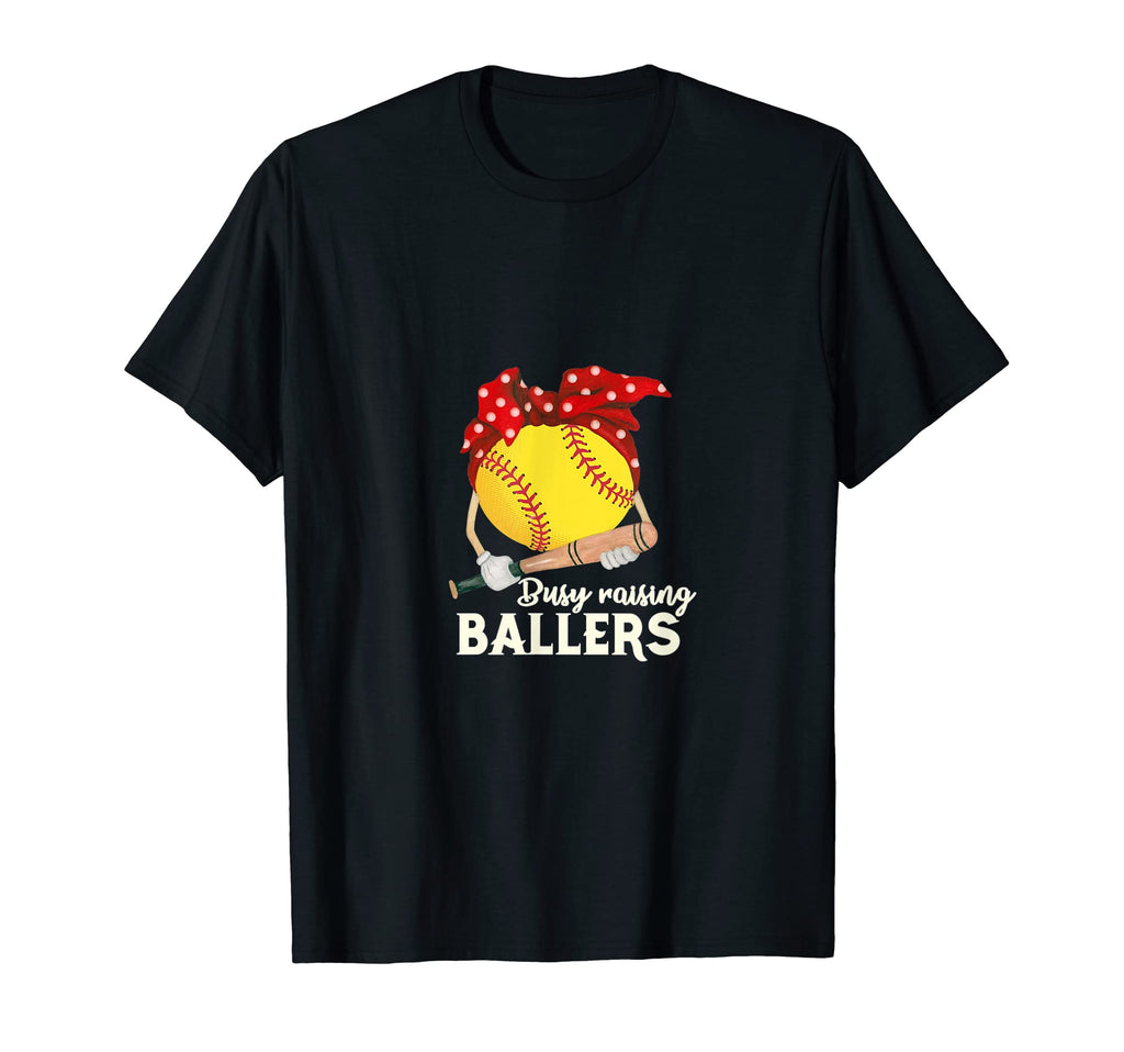 Busy Raising Ballers Softball Mom Messy T-Shirt - Graphic Print for Adults - T-Shirt, Sweatshirt, Hoodie