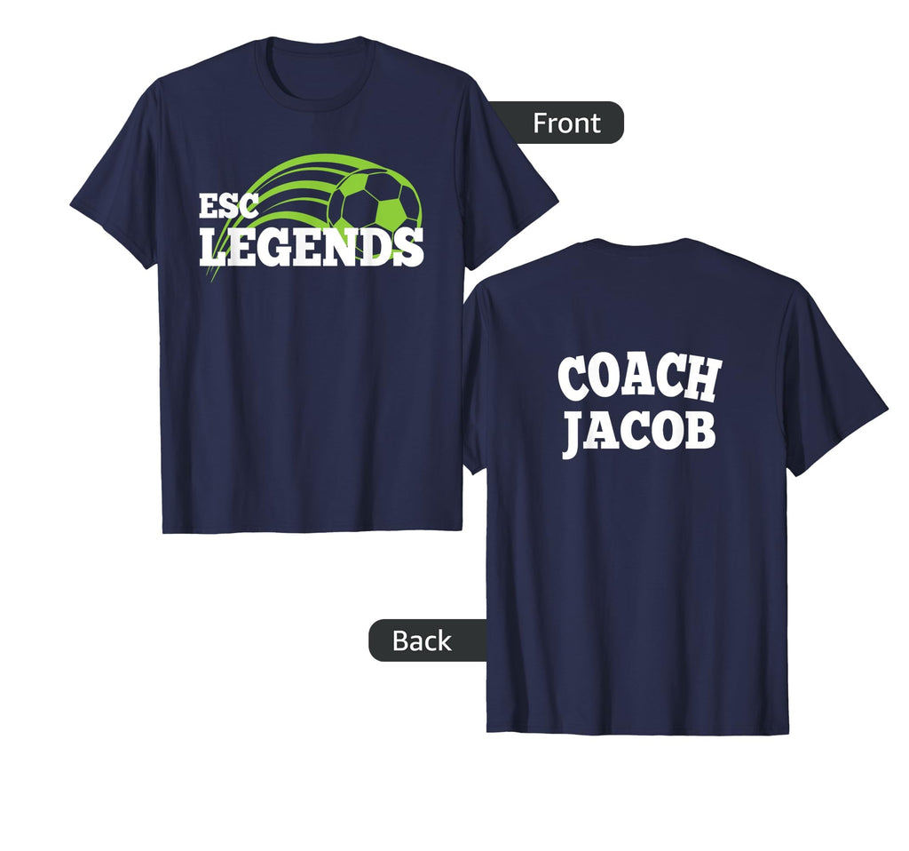 Esc Legends Indoor Soccer Team Coach T-Shirt - Custom Art Print Men Women - T-Shirt, Sweatshirt, Hoodie