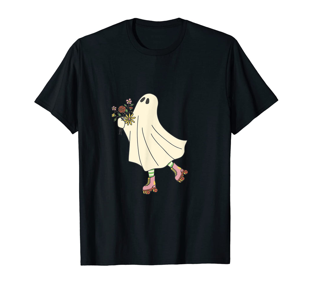 Ghost Roller Skate Halloween T-Shirt - Minimalist Print Men Women - T-Shirt, Sweatshirt, Hoodie