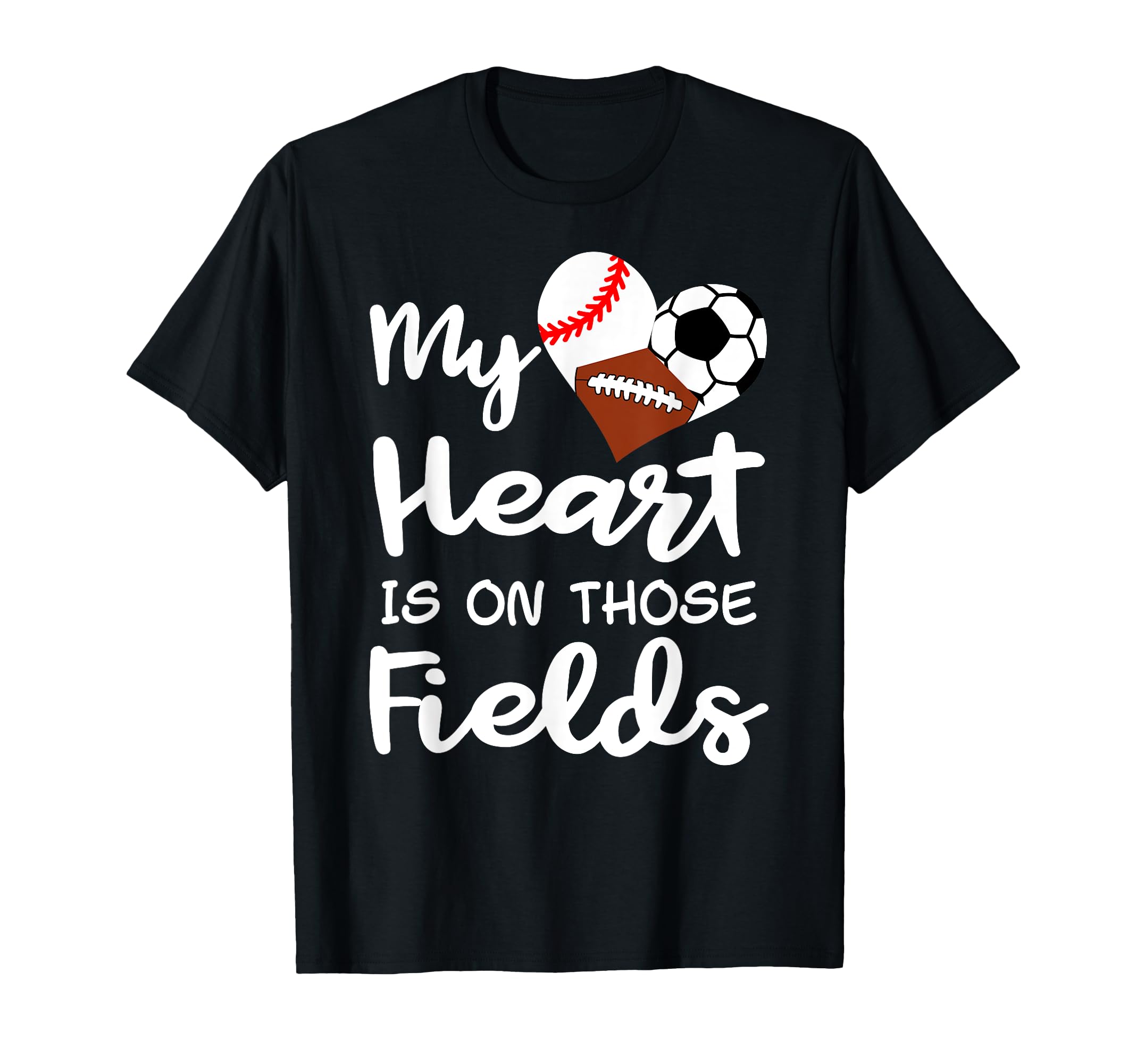 My Heart Is Fields Baseball Soccer T-Shirt - Minimalist Print for Adults - T-Shirt, Sweatshirt, Hoodie