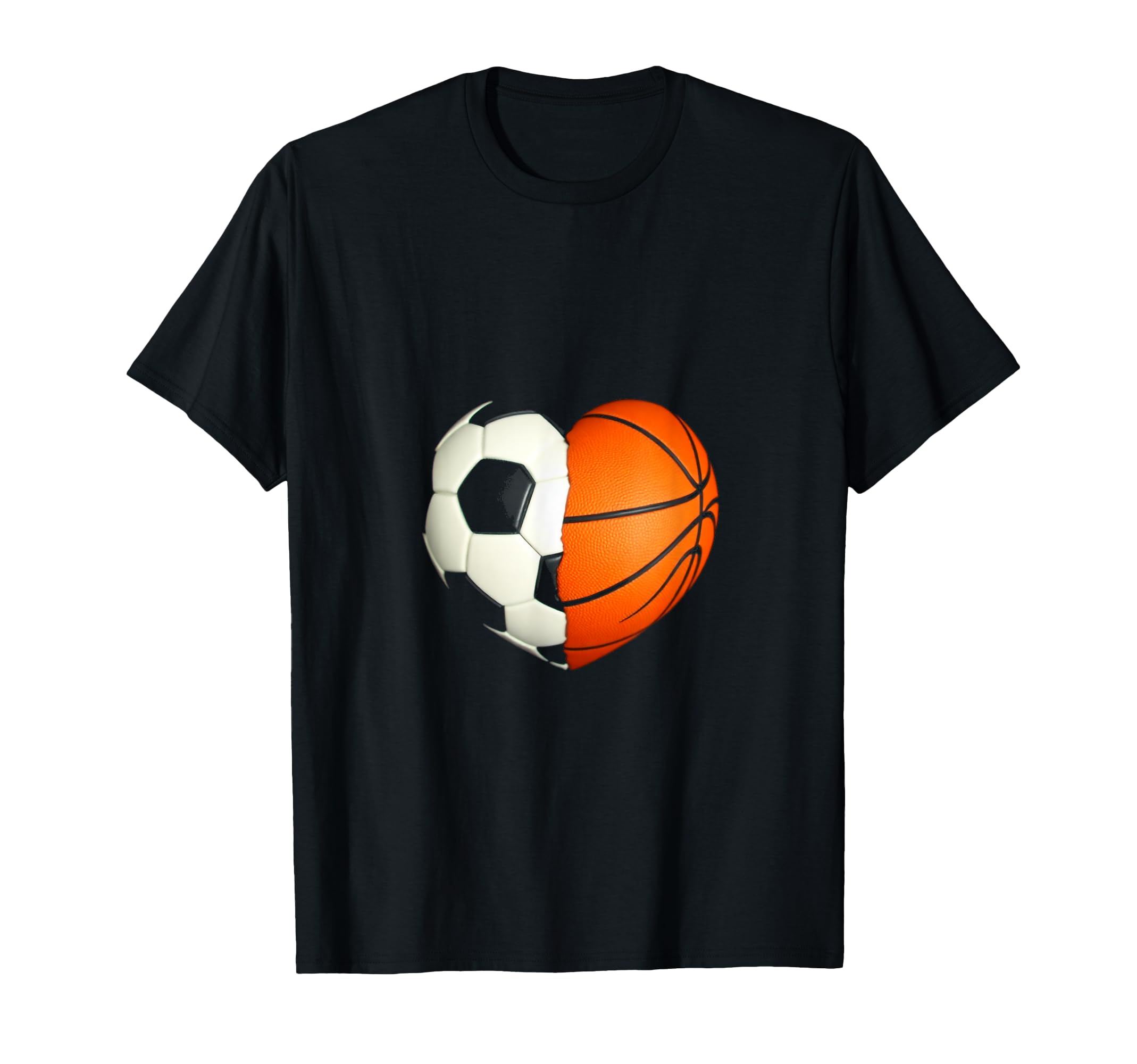 Split Heart Soccer Basketball T-Shirt - Graphic Print Men Women - T-Shirt, Sweatshirt, Hoodie