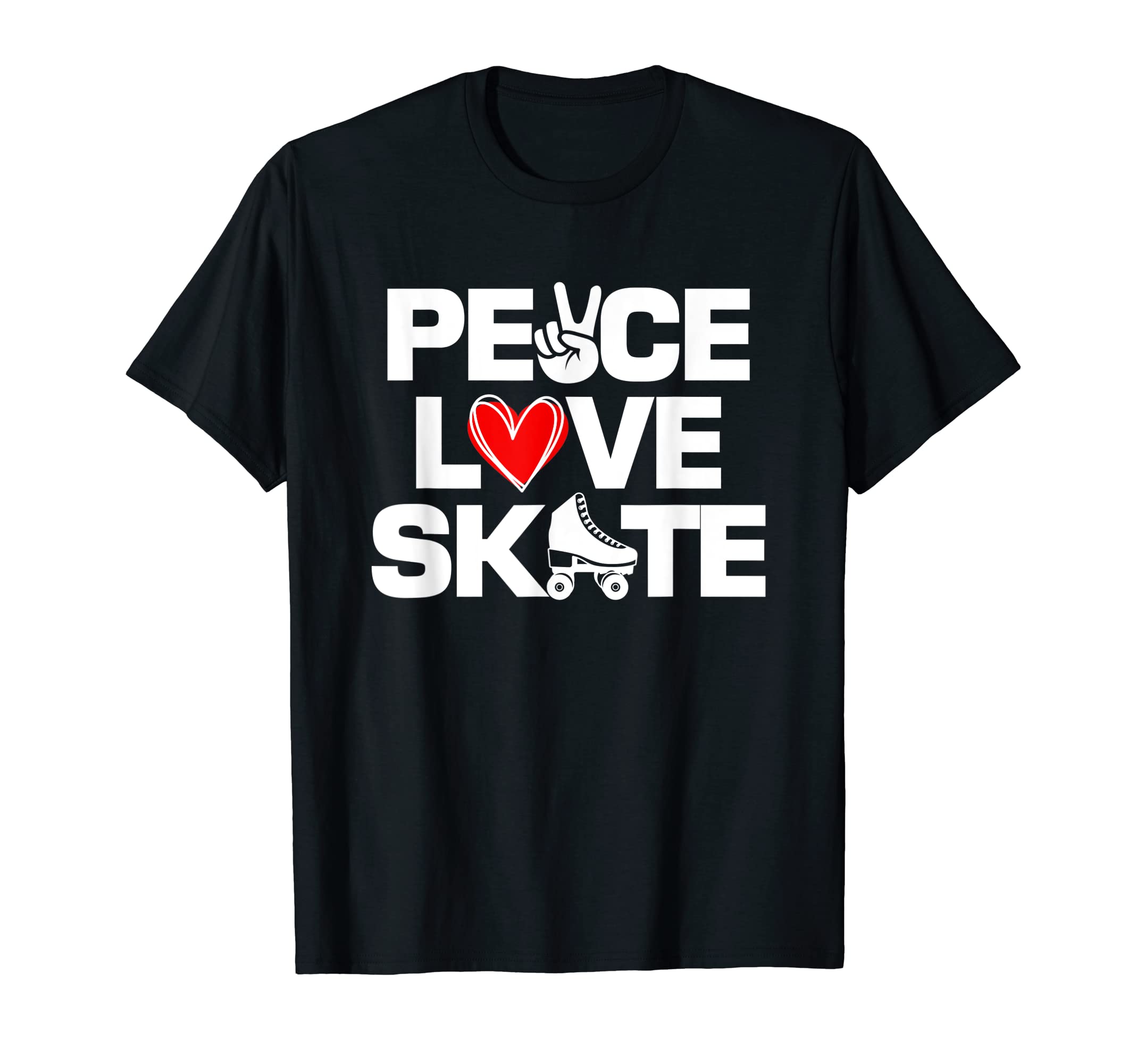 Peace Love Skate Roller Skating 70S T-Shirt - Custom Art Print for Adults - T-Shirt, Sweatshirt, Hoodie