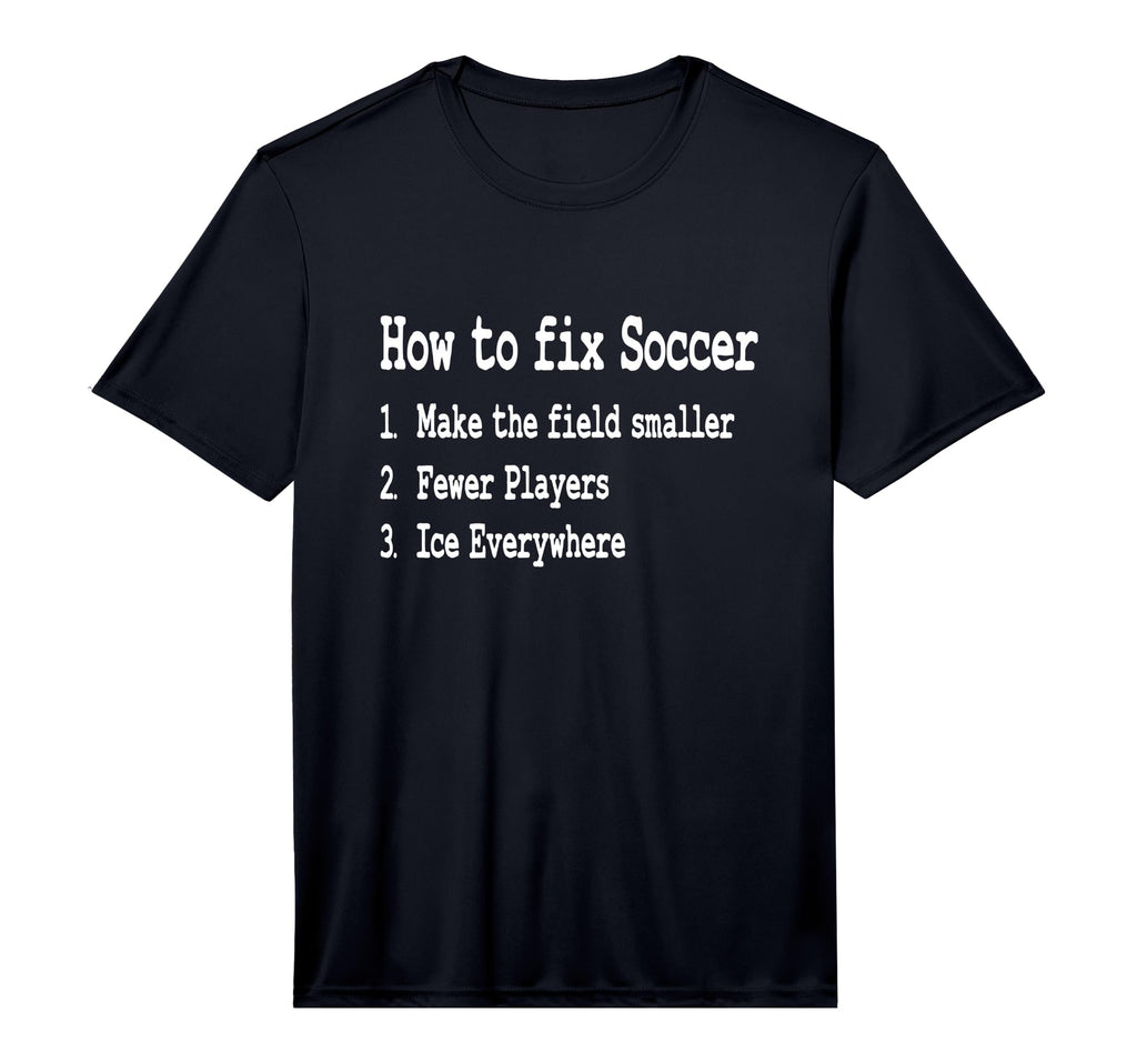 Mens Funny Hockey Meme How To Fix Soccer T-Shirt - Graphic Print Men Women - T-Shirt, Sweatshirt, Hoodie