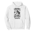 Never Underestimate Who Plays Soccer Hoodie - Minimalist Print for Adults - T-Shirt, Sweatshirt, Hoodie