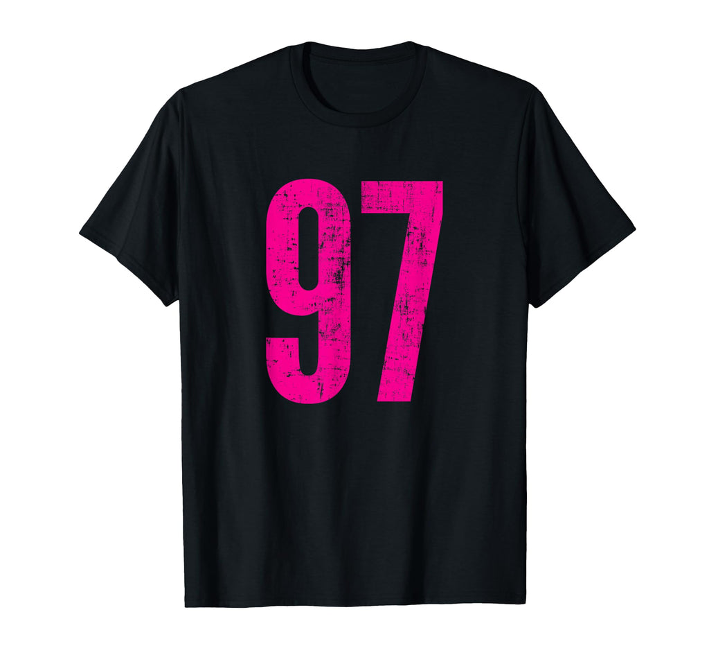 Number 97 Distressed Sport Team Player T-Shirt - Trendy Graphic Unisex - T-Shirt, Sweatshirt, Hoodie