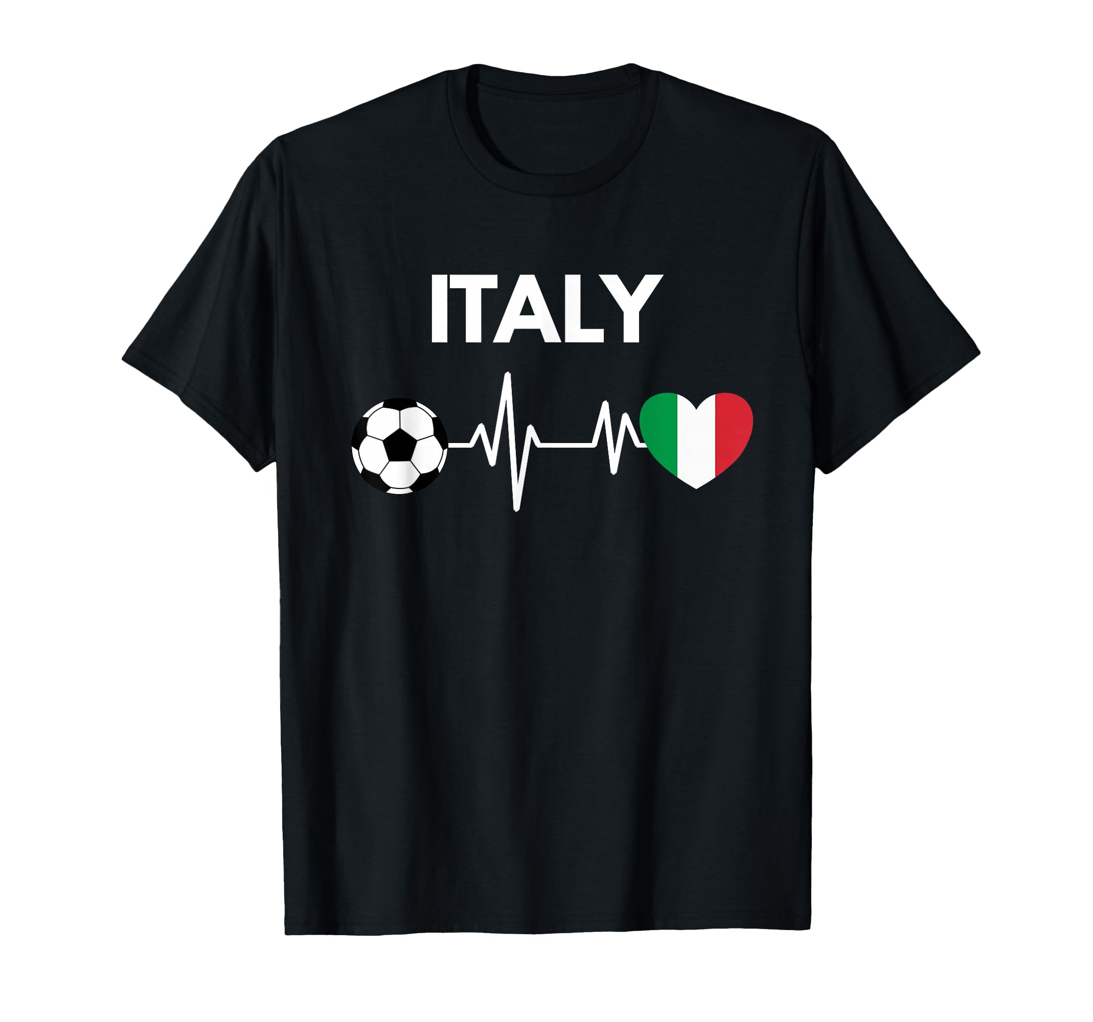 Italy Flag Heartbeat Soccer T-Shirt - Casual Everyday Wear Unisex - T-Shirt, Sweatshirt, Hoodie
