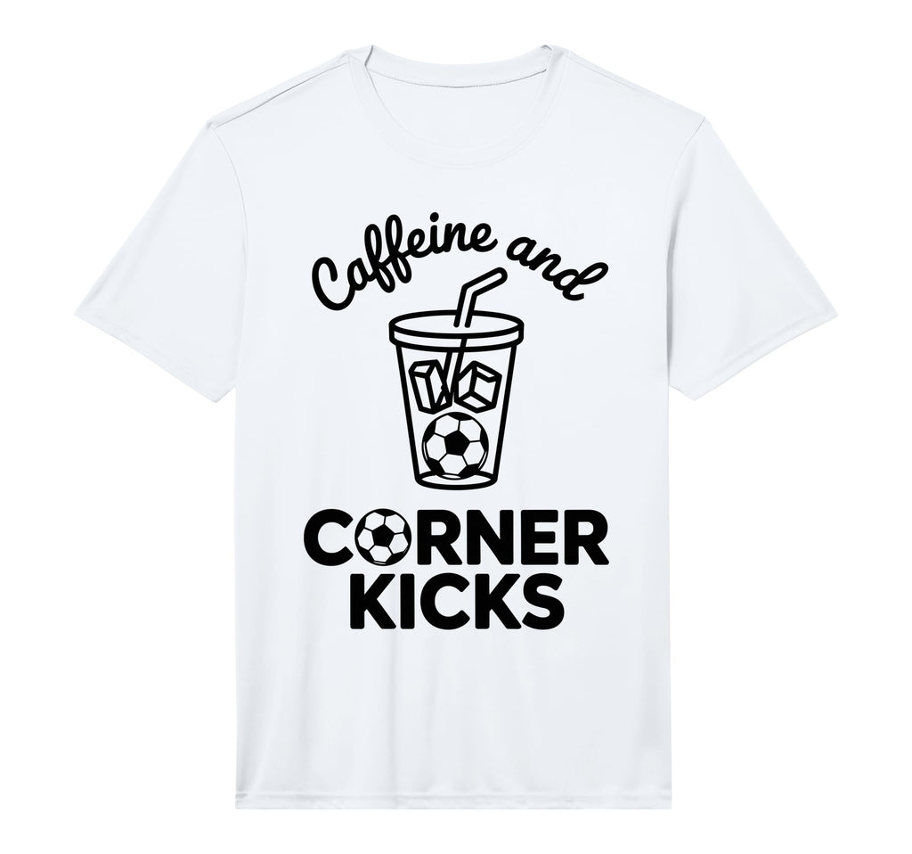 Caffeine And Corner Kicks Team T-Shirt - Minimalist Print for Adults - T-Shirt, Sweatshirt, Hoodie