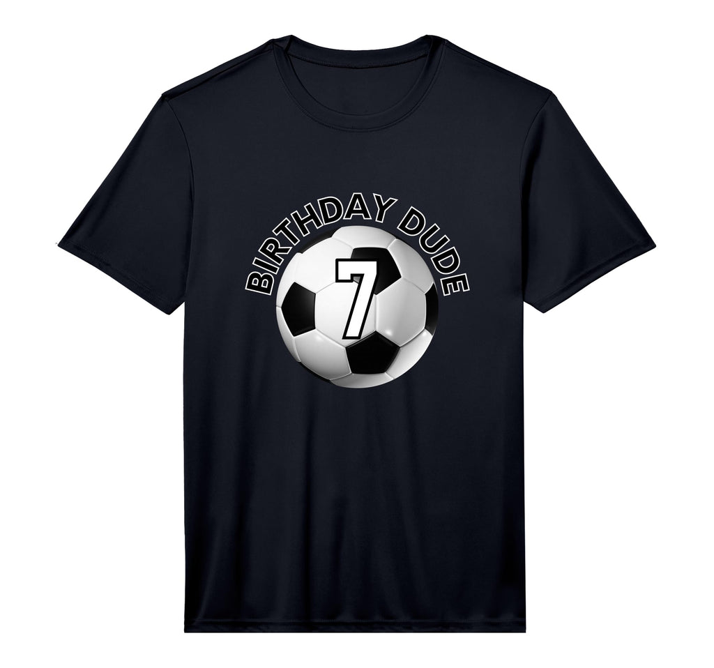 Birthday Dude Soccer Number 7 Performance T-Shirt - Custom Art Print Unisex - T-Shirt, Sweatshirt, Hoodie