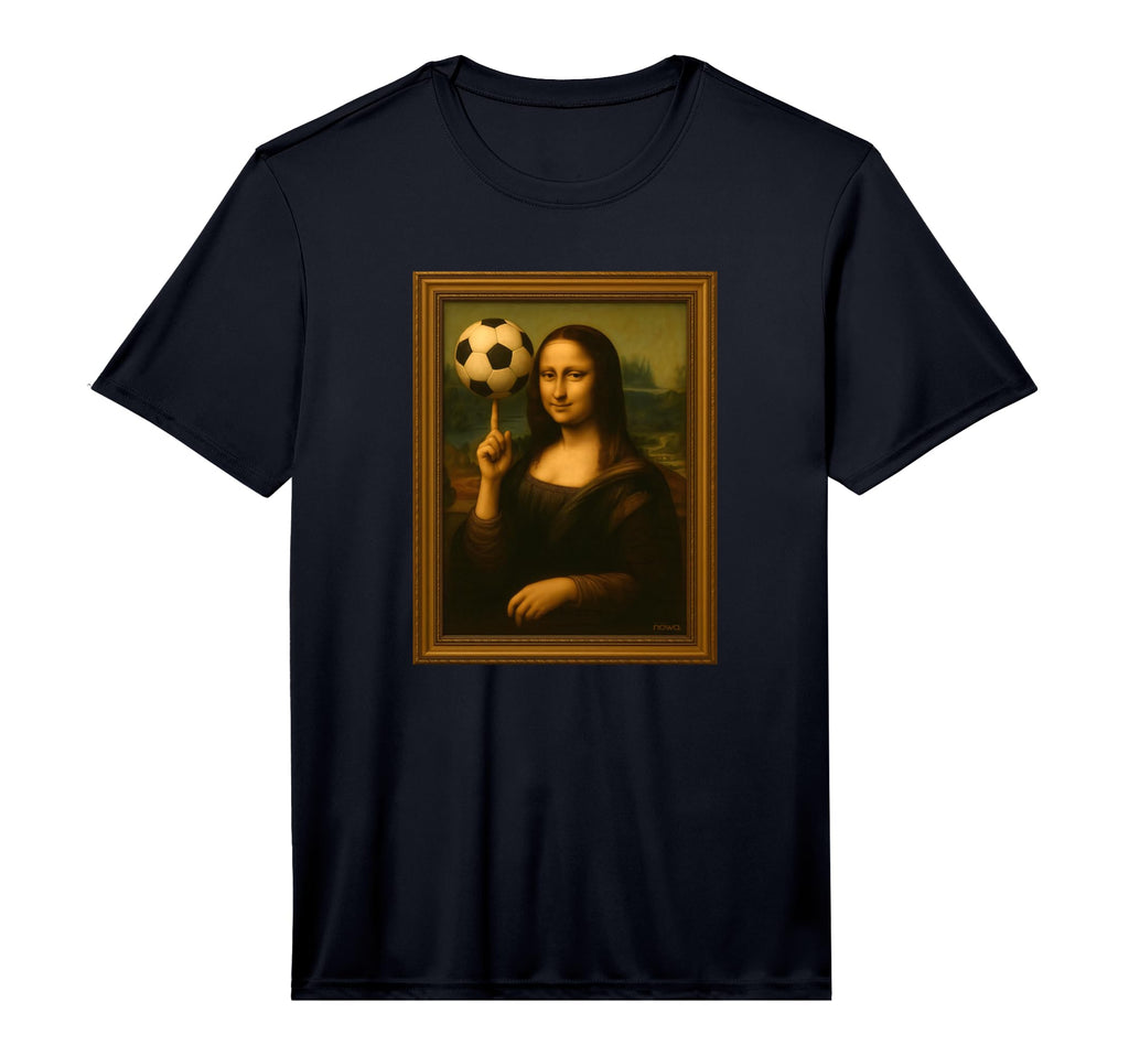 Mona Lisa Loves Soccer Spinning T-Shirt - Aesthetic Graphic for Adults - T-Shirt, Sweatshirt, Hoodie