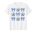 Soccer Coquette Toile Blue Bow T-Shirt - Casual Everyday Wear Men Women - T-Shirt, Sweatshirt, Hoodie