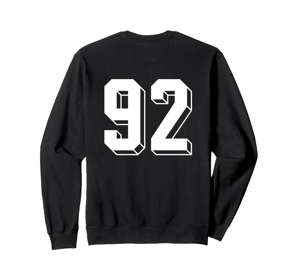Number 92 Backside 80S 90S Team Jersey Sweatshirt - Trendy Graphic Unisex - T-Shirt, Sweatshirt, Hoodie