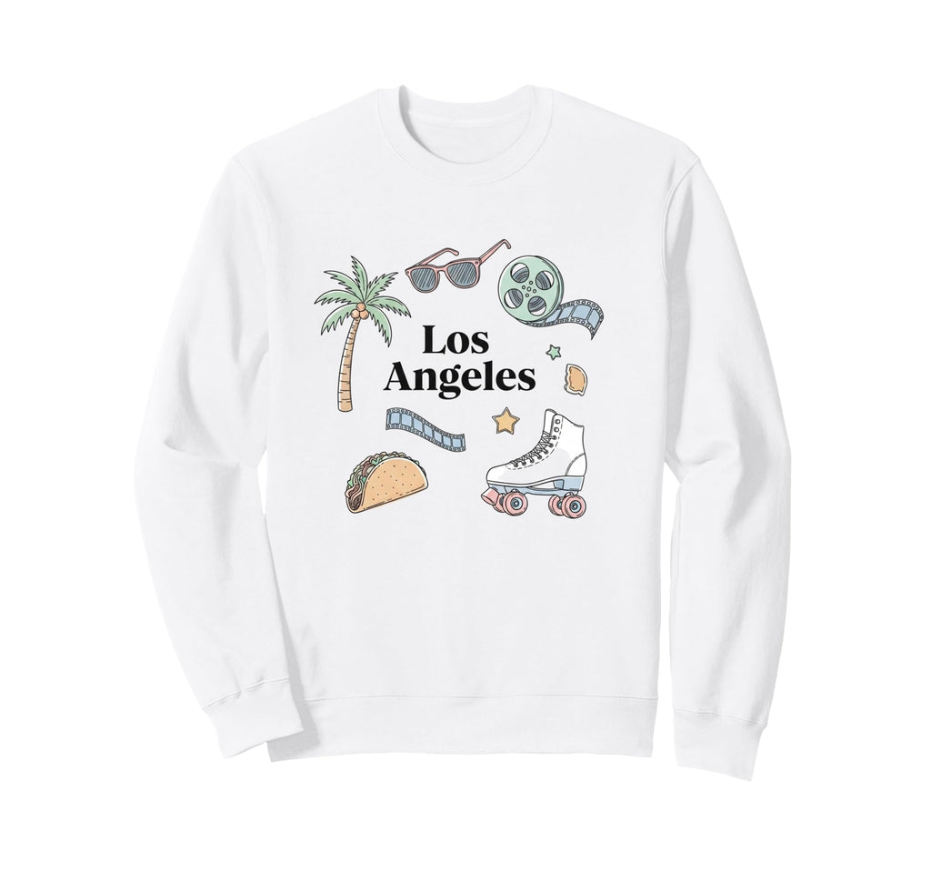 Los Angeles Icons Roller Skate Sweatshirt - Custom Art Print for Adults - T-Shirt, Sweatshirt, Hoodie