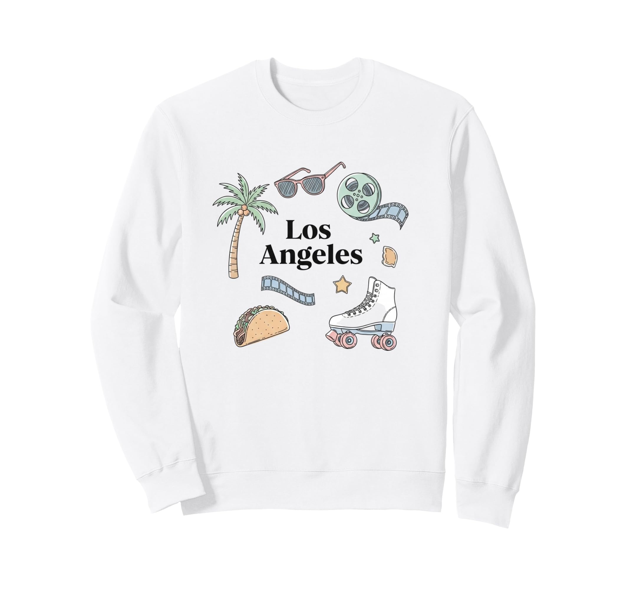 Los Angeles Icons Roller Skate Sweatshirt - Custom Art Print for Adults - T-Shirt, Sweatshirt, Hoodie
