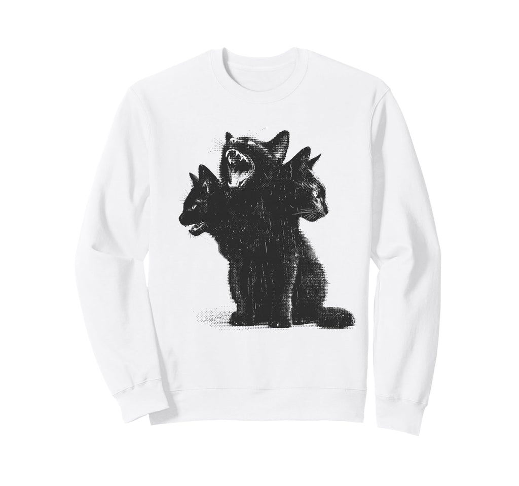 3 Headed Cat Grunge Alt 90S Halloween Sweatshirt - Custom Art Print Unisex - T-Shirt, Sweatshirt, Hoodie