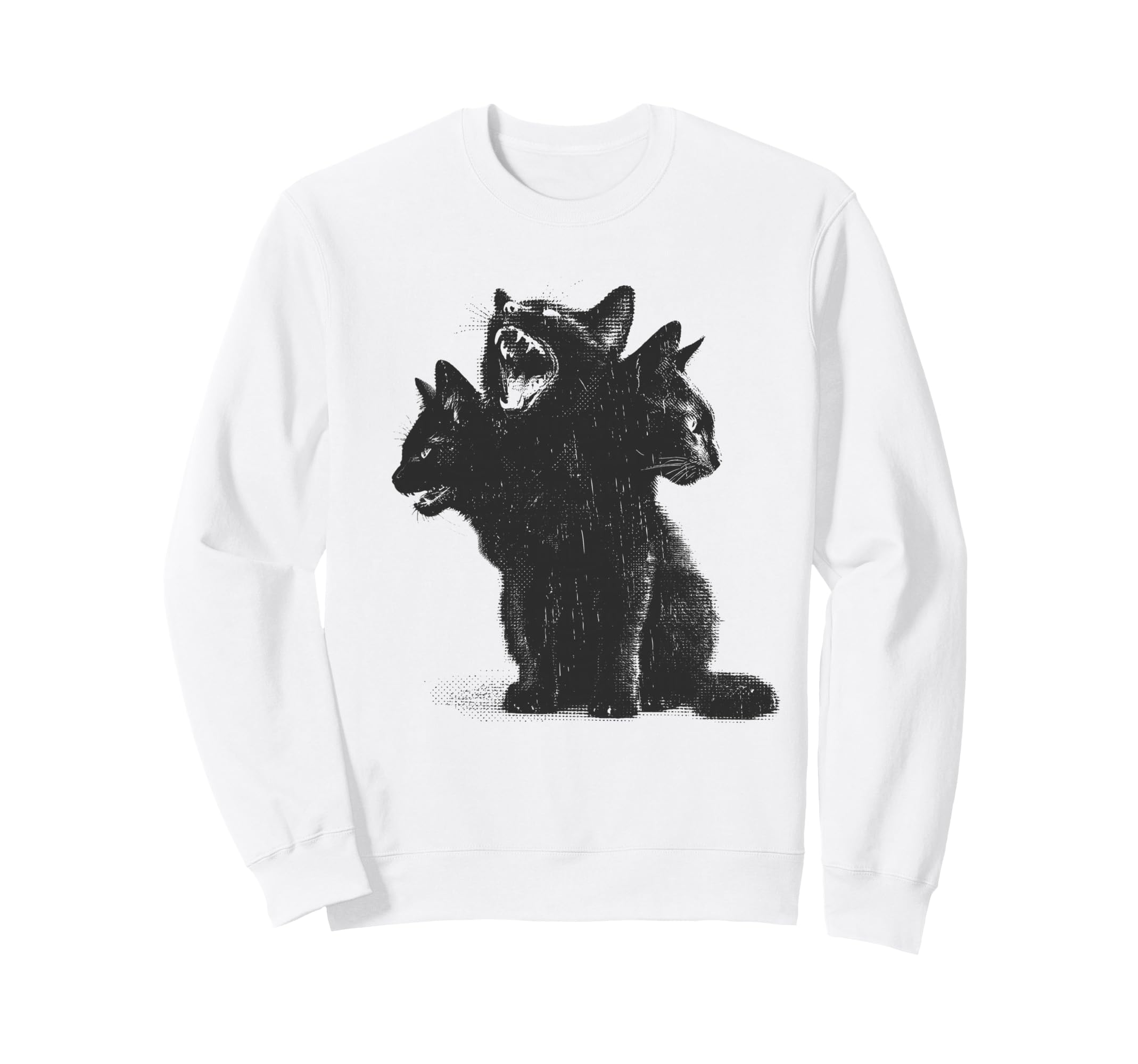 3 Headed Cat Grunge Alt 90S Halloween Sweatshirt - Custom Art Print Unisex - T-Shirt, Sweatshirt, Hoodie