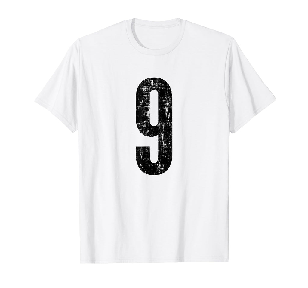 Number 9 Nine Distressed Sports T-Shirt - Minimalist Print for Adults - T-Shirt, Sweatshirt, Hoodie