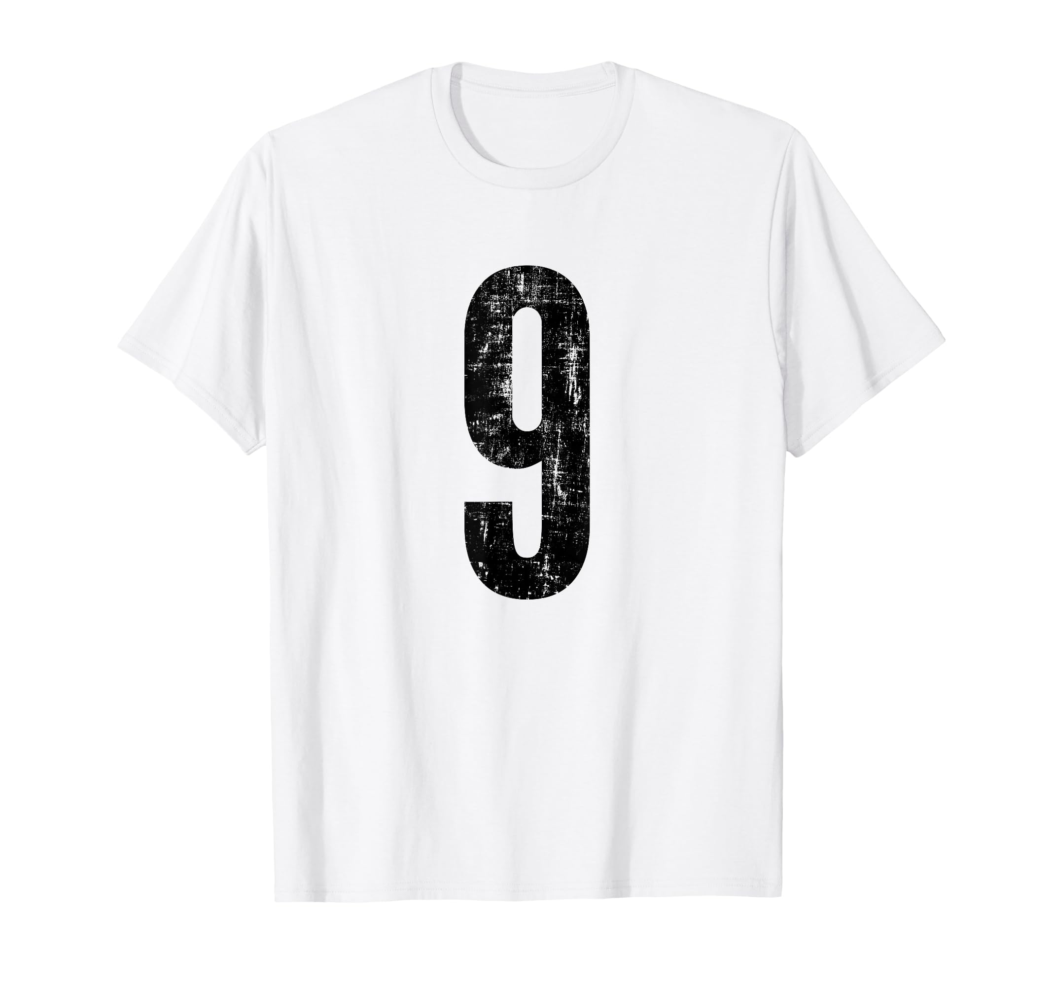 Number 9 Nine Distressed Sports T-Shirt - Minimalist Print for Adults - T-Shirt, Sweatshirt, Hoodie