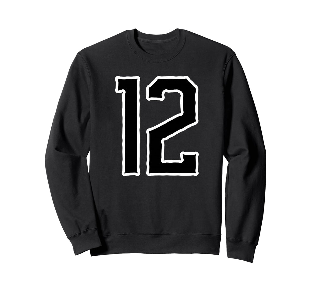 White Black Sport Team Number 12 Sweatshirt - Aesthetic Graphic for Adults - T-Shirt, Sweatshirt, Hoodie