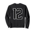White Black Sport Team Number 12 Sweatshirt - Aesthetic Graphic for Adults - T-Shirt, Sweatshirt, Hoodie