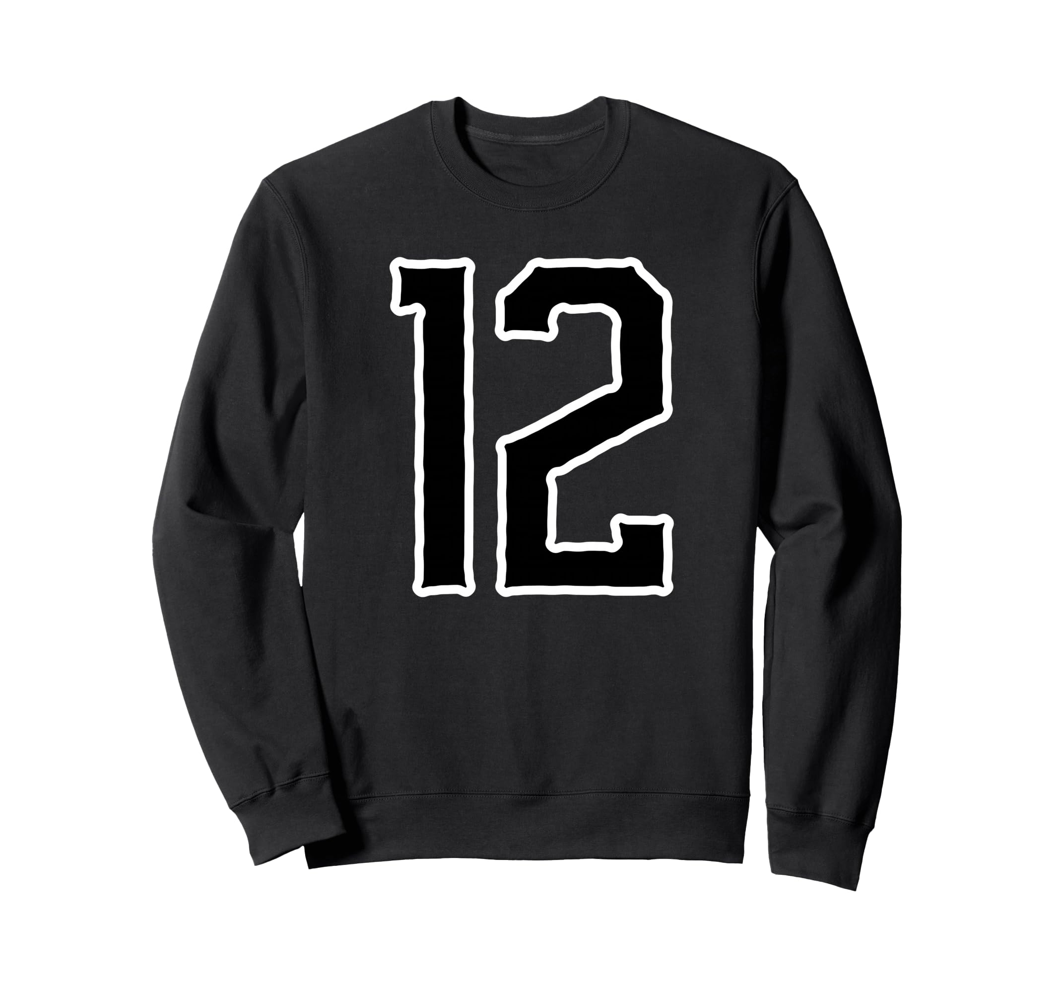 White Black Sport Team Number 12 Sweatshirt - Aesthetic Graphic for Adults - T-Shirt, Sweatshirt, Hoodie