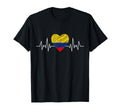 Colombia Flag Heartbeat Pride Grunge T-Shirt - Novelty Apparel Men Women - T-Shirt, Sweatshirt, Hoodie
