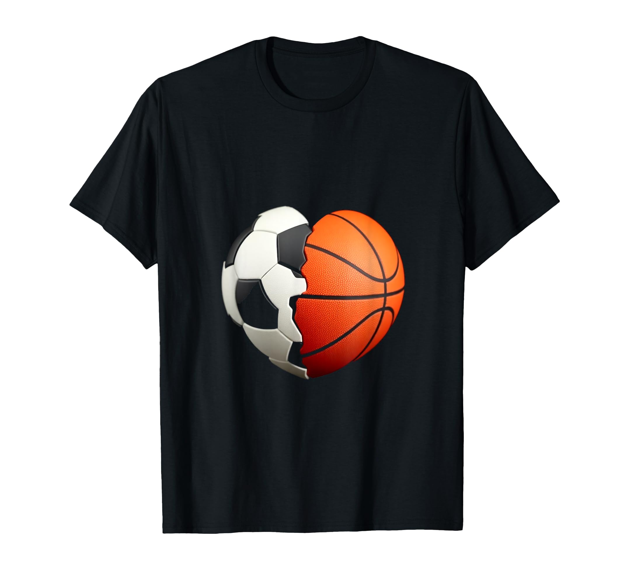 Split Heart Soccer Basketball T-Shirt - Unique Graphic for Adults - T-Shirt, Sweatshirt, Hoodie