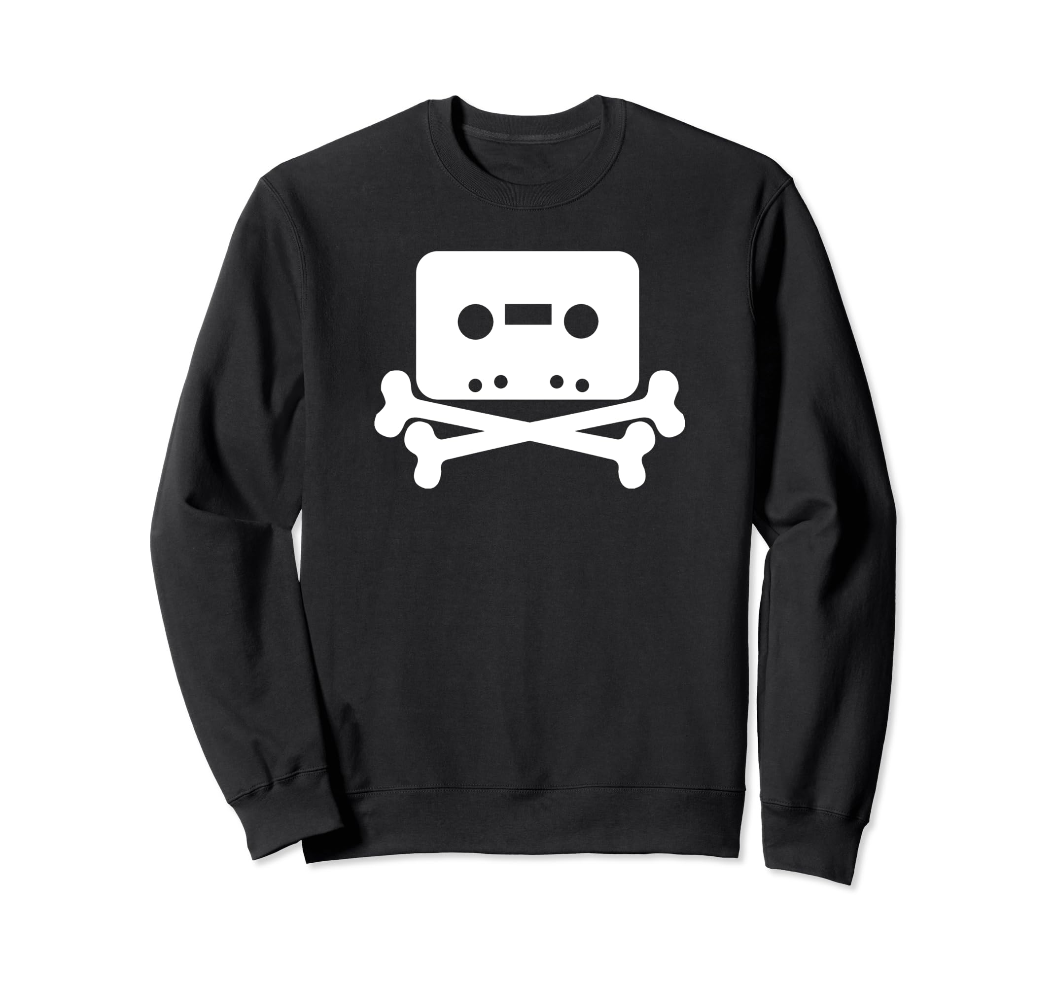 Cassette Tape Skull And Cross Bones Sweatshirt - Minimalist Print Men Women - T-Shirt, Sweatshirt, Hoodie