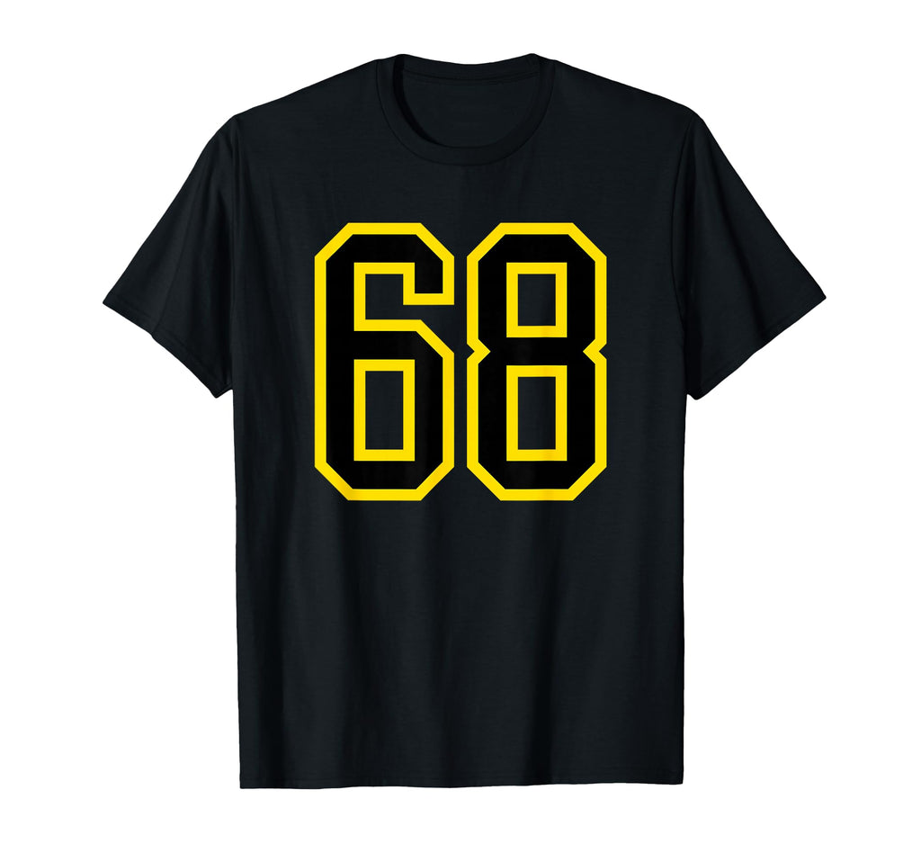 Yellow Black Sport Team Number 68 T-Shirt - Custom Art Print Men Women - T-Shirt, Sweatshirt, Hoodie