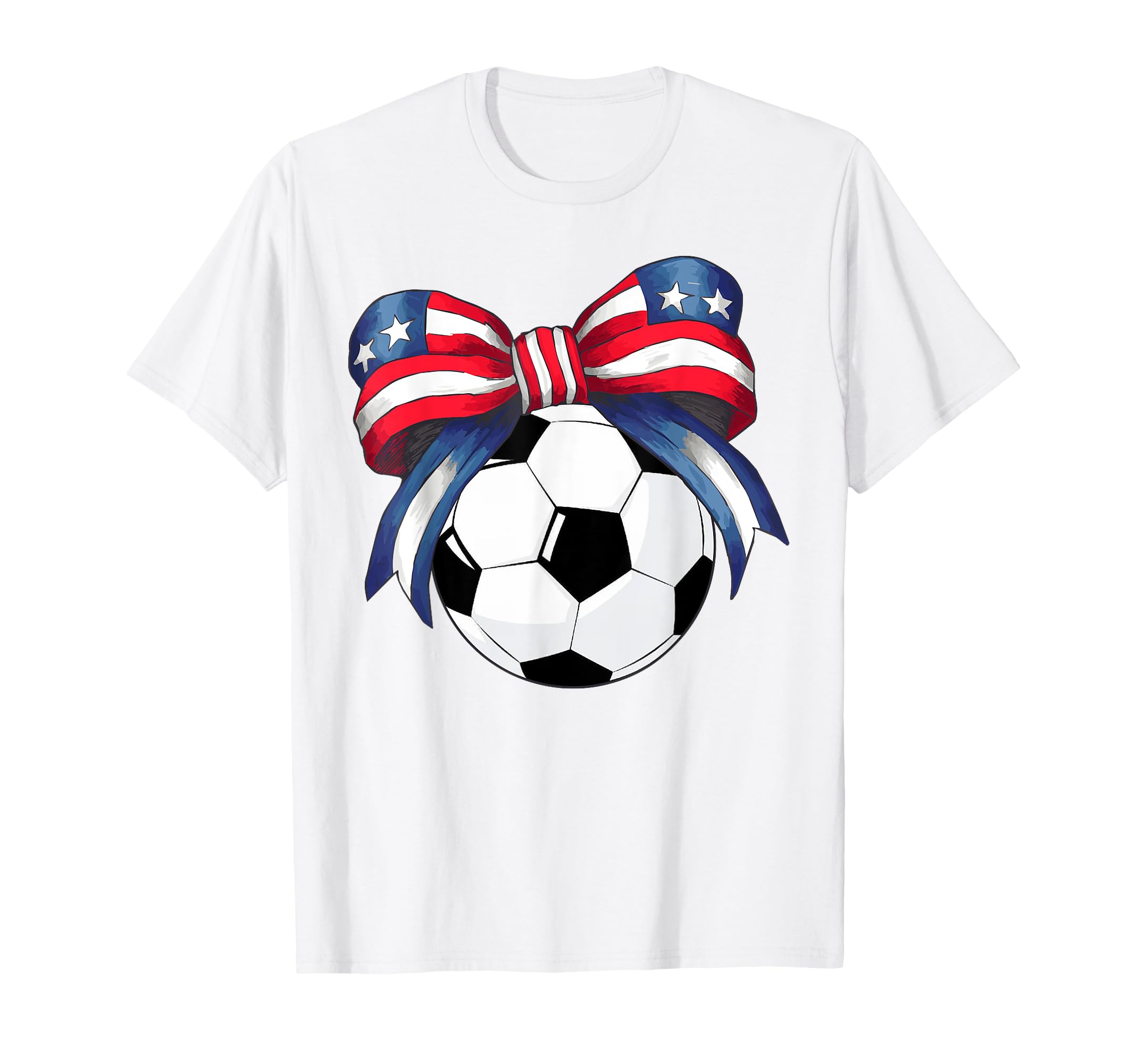 Soccer Coquette Bow 4Th July Patriotic T-Shirt - Custom Art Print Unisex - T-Shirt, Sweatshirt, Hoodie