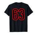 Number 63 Red Black Sports Team Number 63 T-Shirt - Custom Art Print Unisex - T-Shirt, Sweatshirt, Hoodie