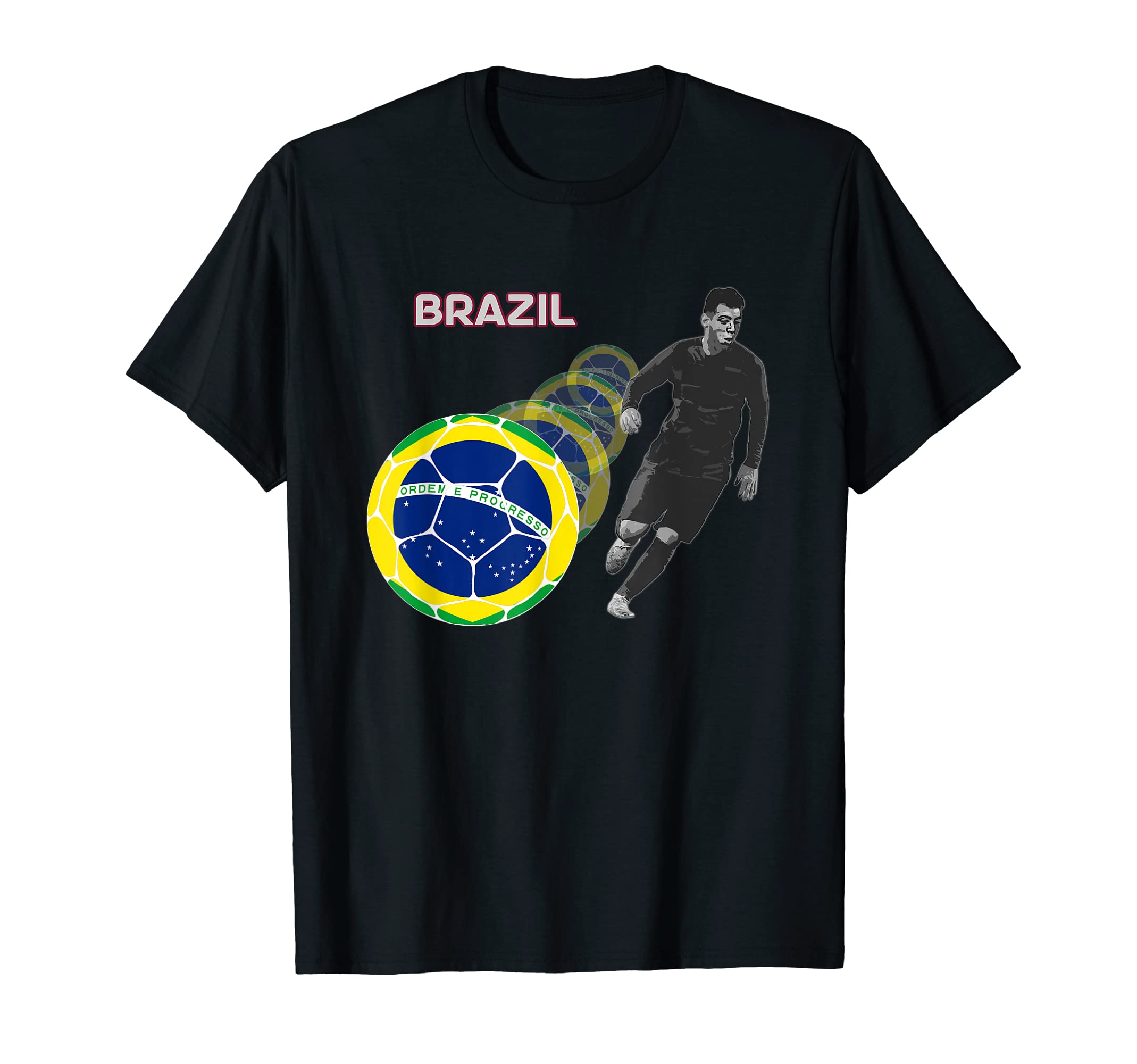 Brazil Flag Football Player T-Shirt - Casual Everyday Wear for Adults - T-Shirt, Sweatshirt, Hoodie