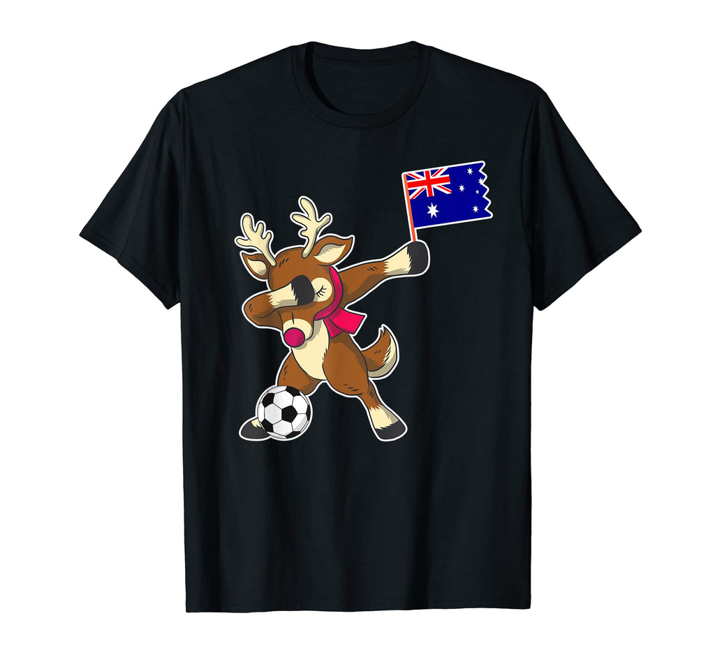 Soccer Australian Flag Reindeer T-Shirt - Custom Art Print Unisex - T-Shirt, Sweatshirt, Hoodie