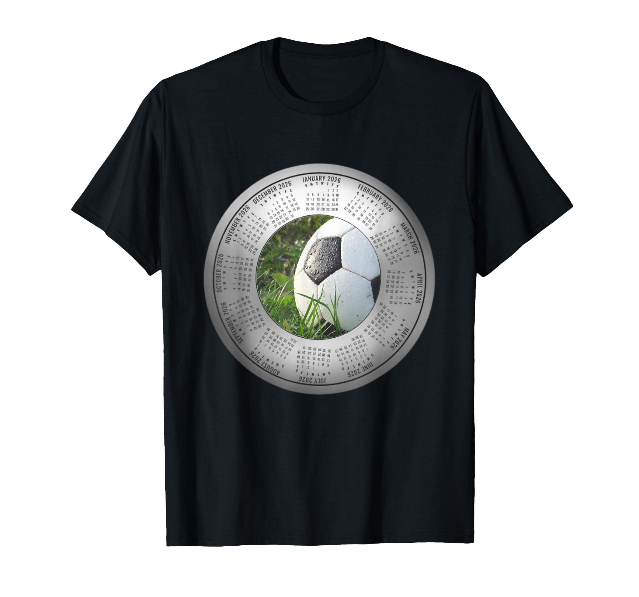 2026 Calendar Soccer Ball Players Moms T-Shirt - Trendy Graphic for Adults - T-Shirt, Sweatshirt, Hoodie