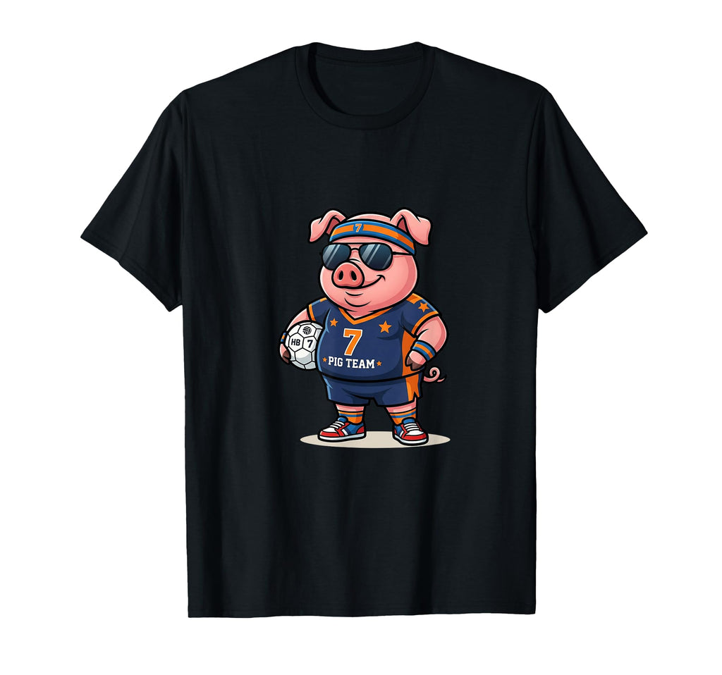 Pig Team 7 Soccer Player Cartoon Fun T-Shirt - Minimalist Print Unisex - T-Shirt, Sweatshirt, Hoodie