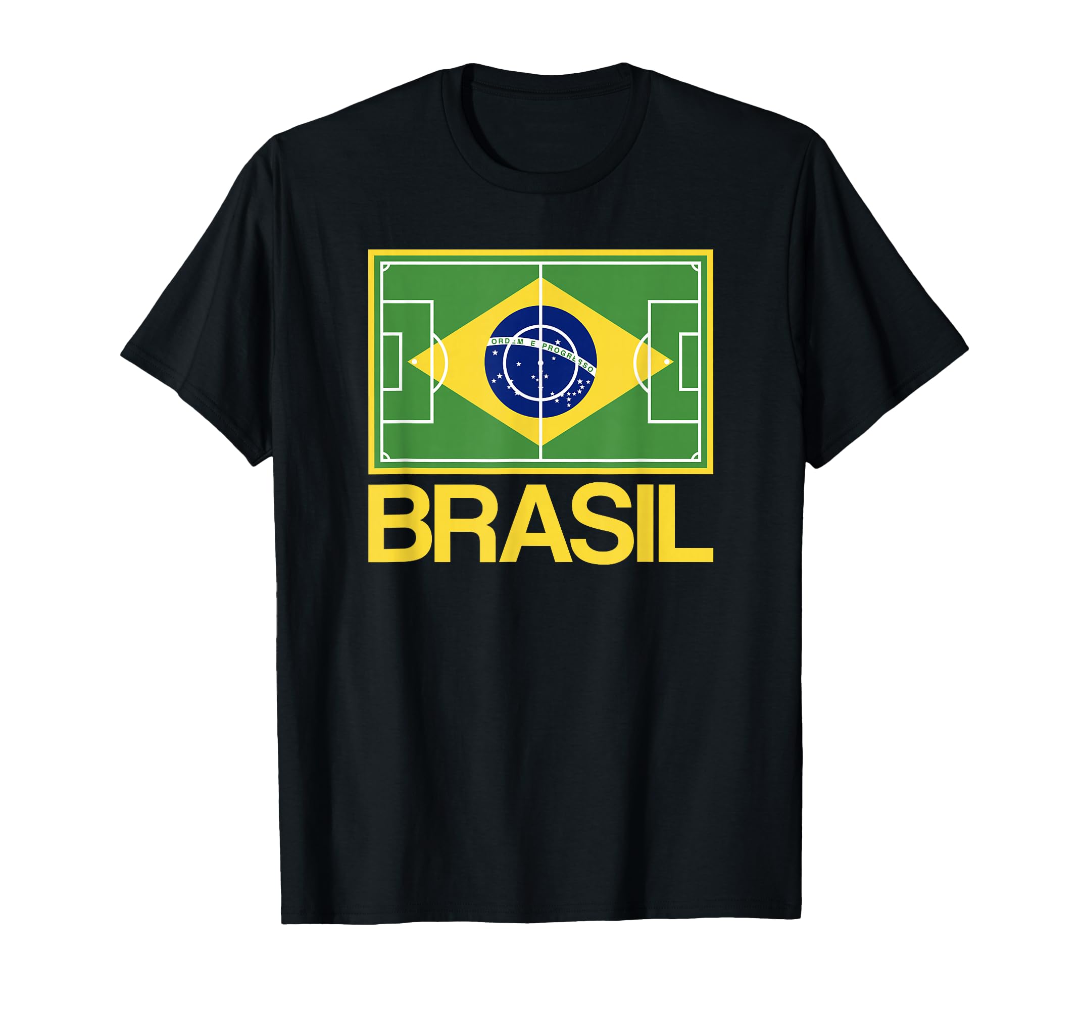 Brazil Soccer Field Flag Brasil Country T-Shirt - Aesthetic Graphic Unisex - T-Shirt, Sweatshirt, Hoodie