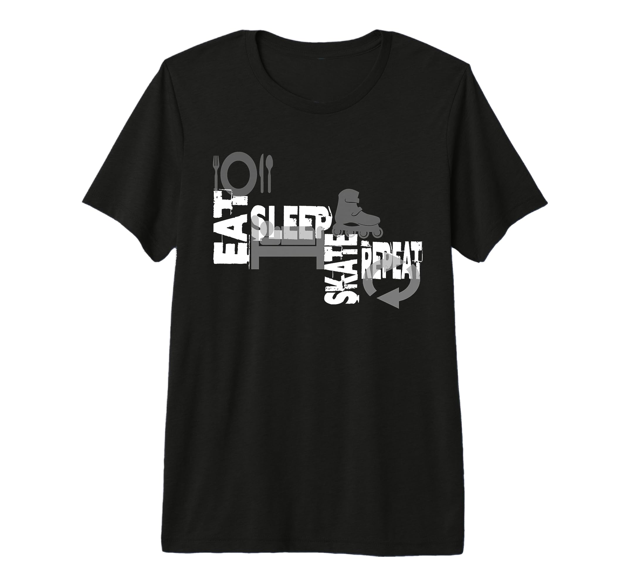 Skating Eat Sleep Skate Repeat Inline T-Shirt - Novelty Apparel for Adults - T-Shirt, Sweatshirt, Hoodie