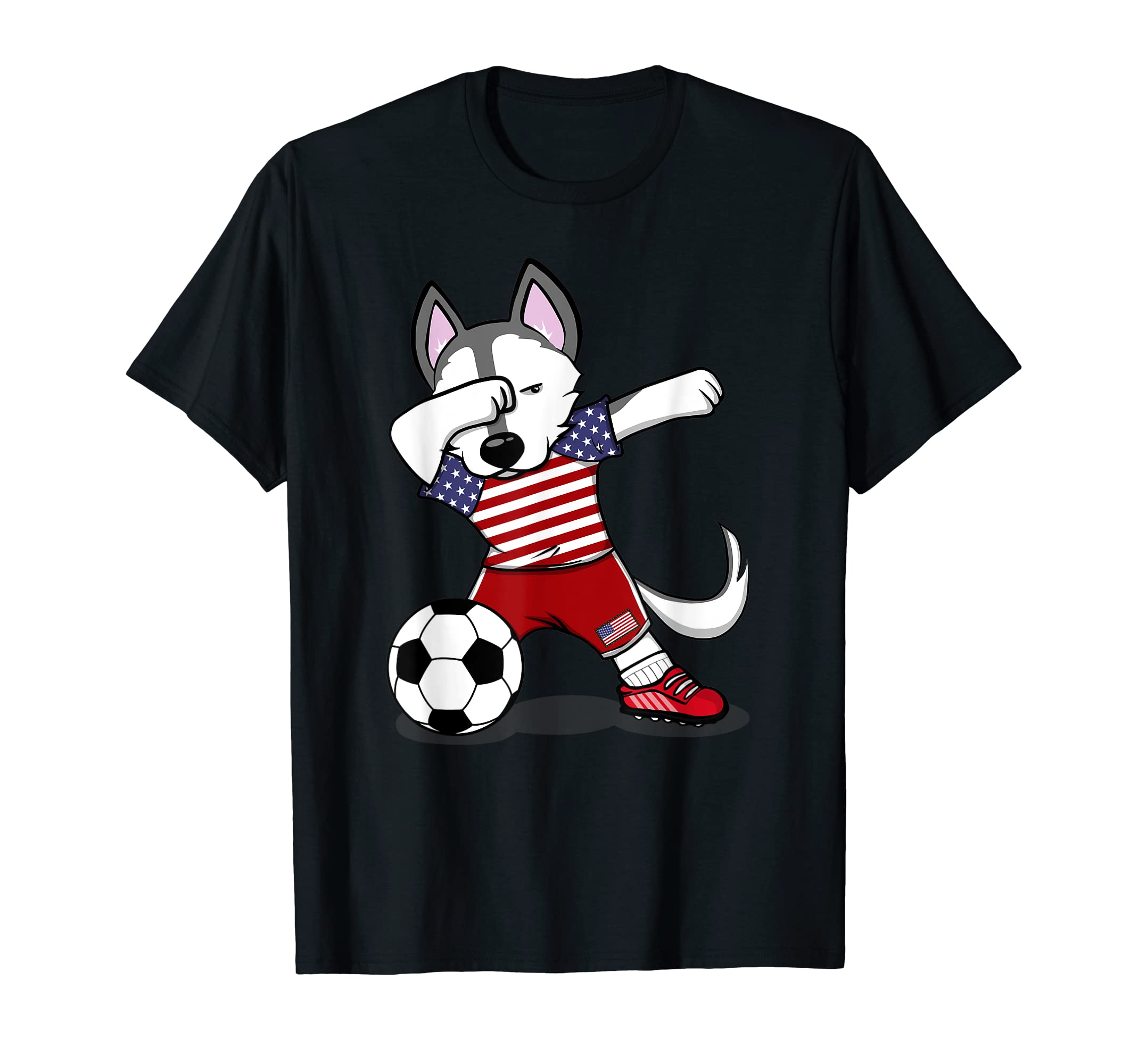 Dabbing Husky America Soccer Fans T-Shirt - Graphic Print for Adults - T-Shirt, Sweatshirt, Hoodie