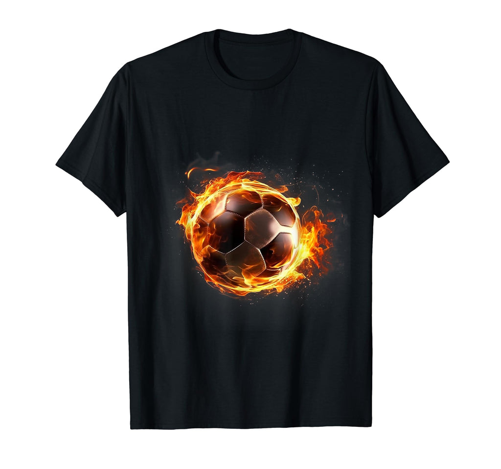 Realistic Fire Football Ball T-Shirt - Casual Everyday Wear for Adults - T-Shirt, Sweatshirt, Hoodie