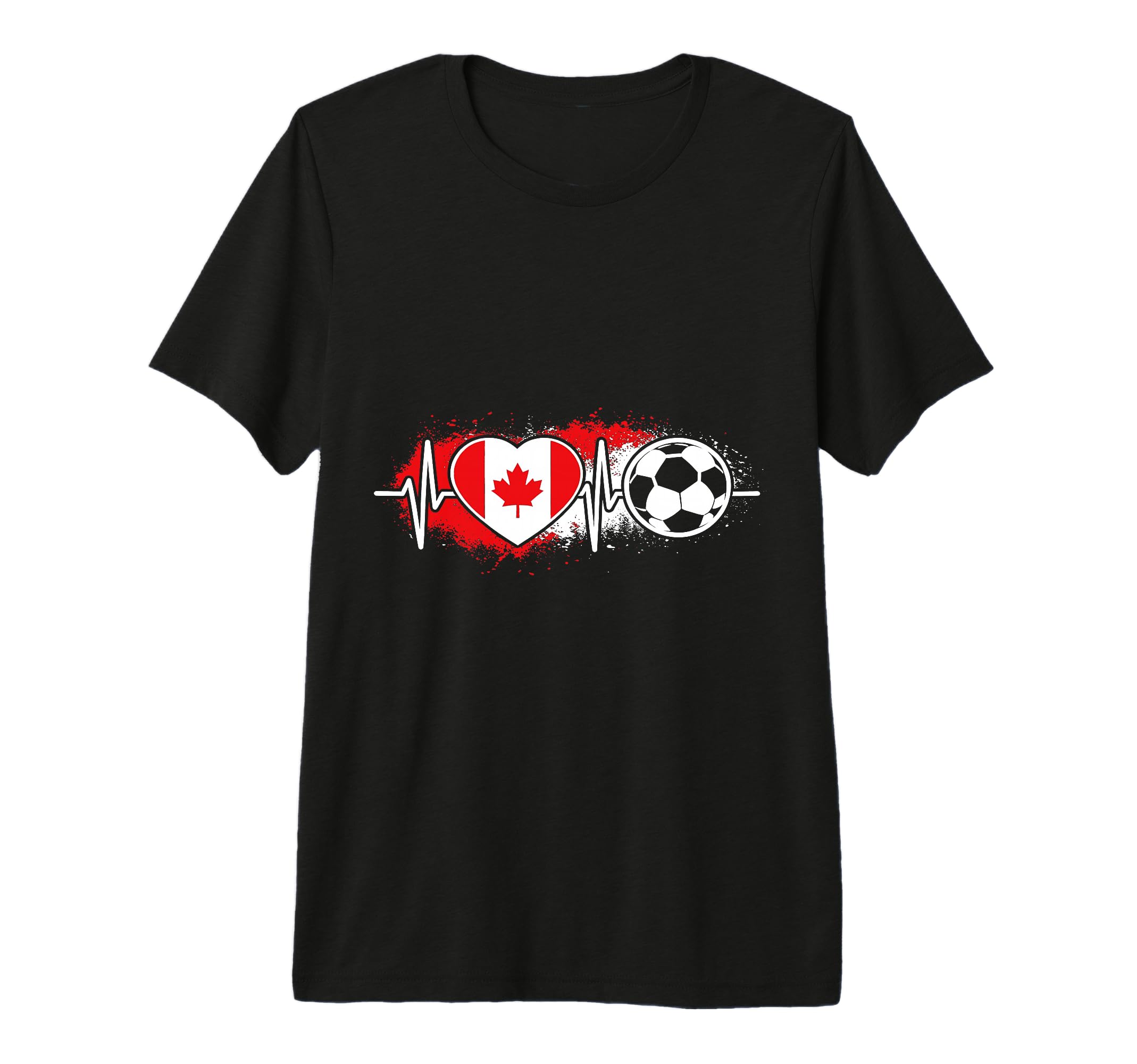Soccer Heartbeat Canada Flag T-Shirt - Casual Everyday Wear for Adults - T-Shirt, Sweatshirt, Hoodie