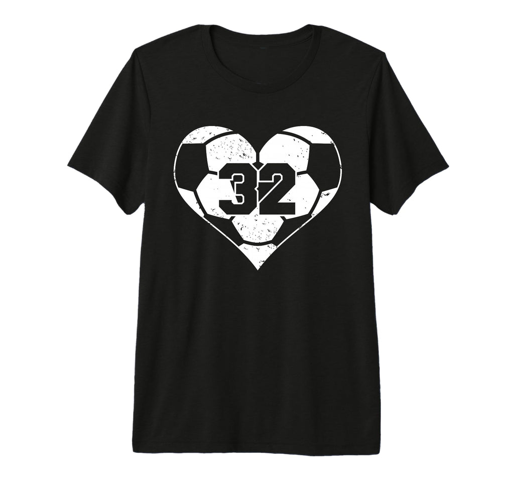 Soccer Number 32 Jersey Funny Soccer Heart T-Shirt - Graphic Print Unisex - T-Shirt, Sweatshirt, Hoodie