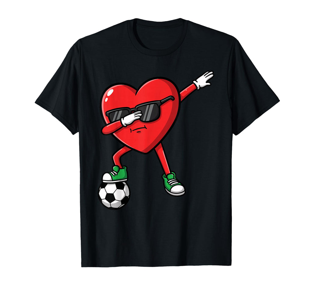 Dabbing Heart Soccer Valentines Day T-Shirt - Minimalist Print Men Women - T-Shirt, Sweatshirt, Hoodie