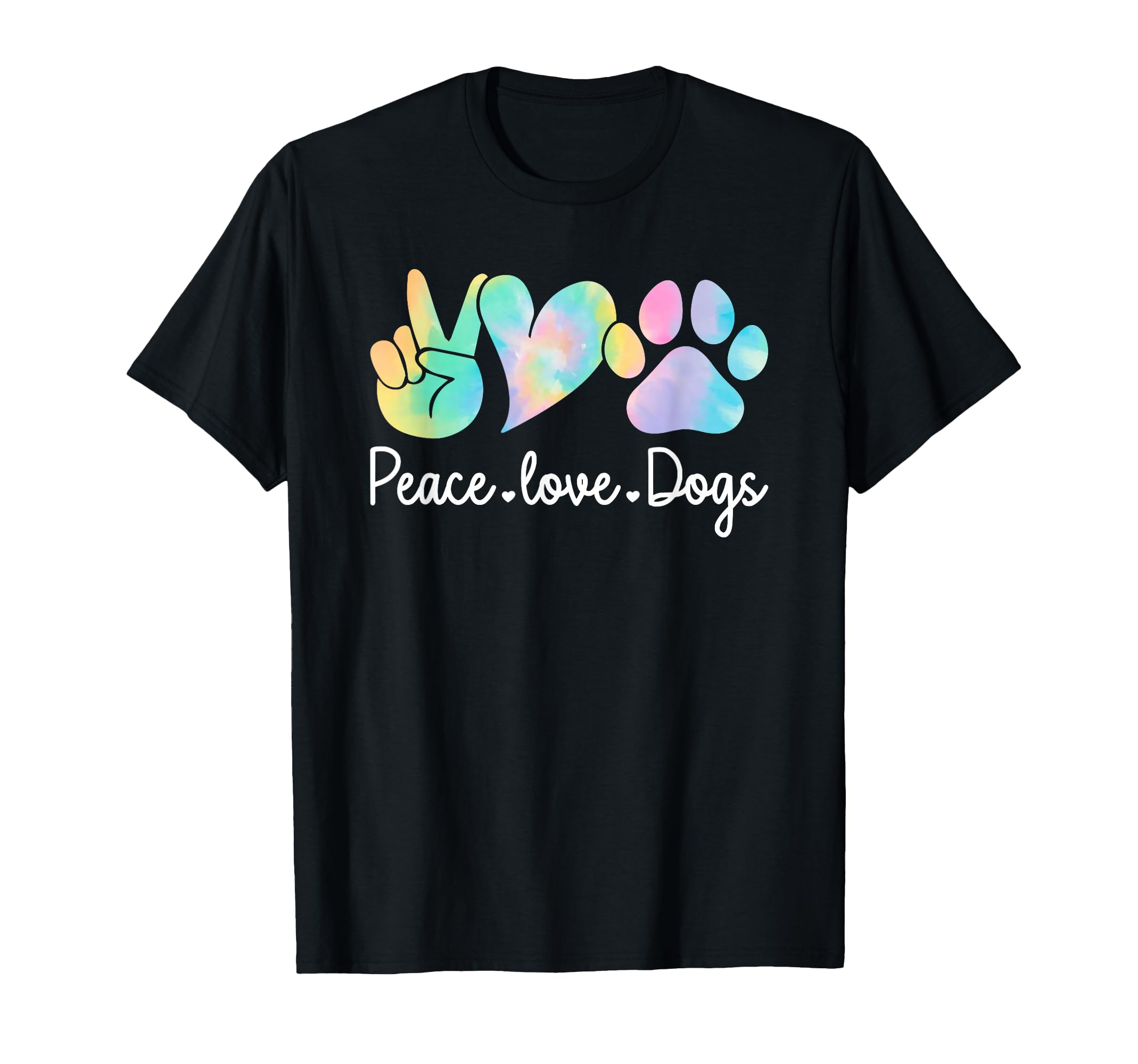 Peace Love Dogs Tie Dye Dog Lover T-Shirt - Fun Novelty Design Unisex - T-Shirt, Sweatshirt, Hoodie