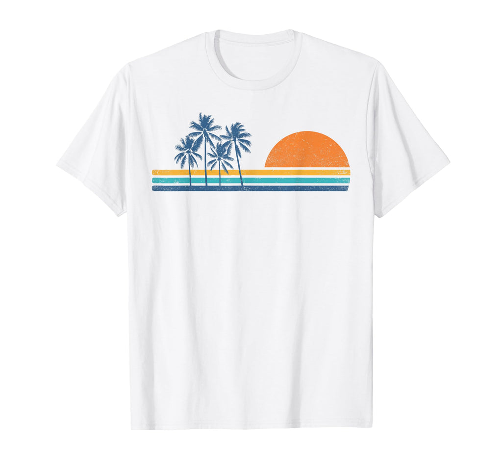 70S Sunset Palm Trees Tropical T-Shirt - Fun Novelty Design for Adults - T-Shirt, Sweatshirt, Hoodie