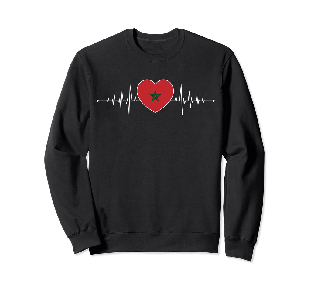 Morocco Heartbeat Moroccan Flag Sweatshirt - Minimalist Print Men Women - T-Shirt, Sweatshirt, Hoodie